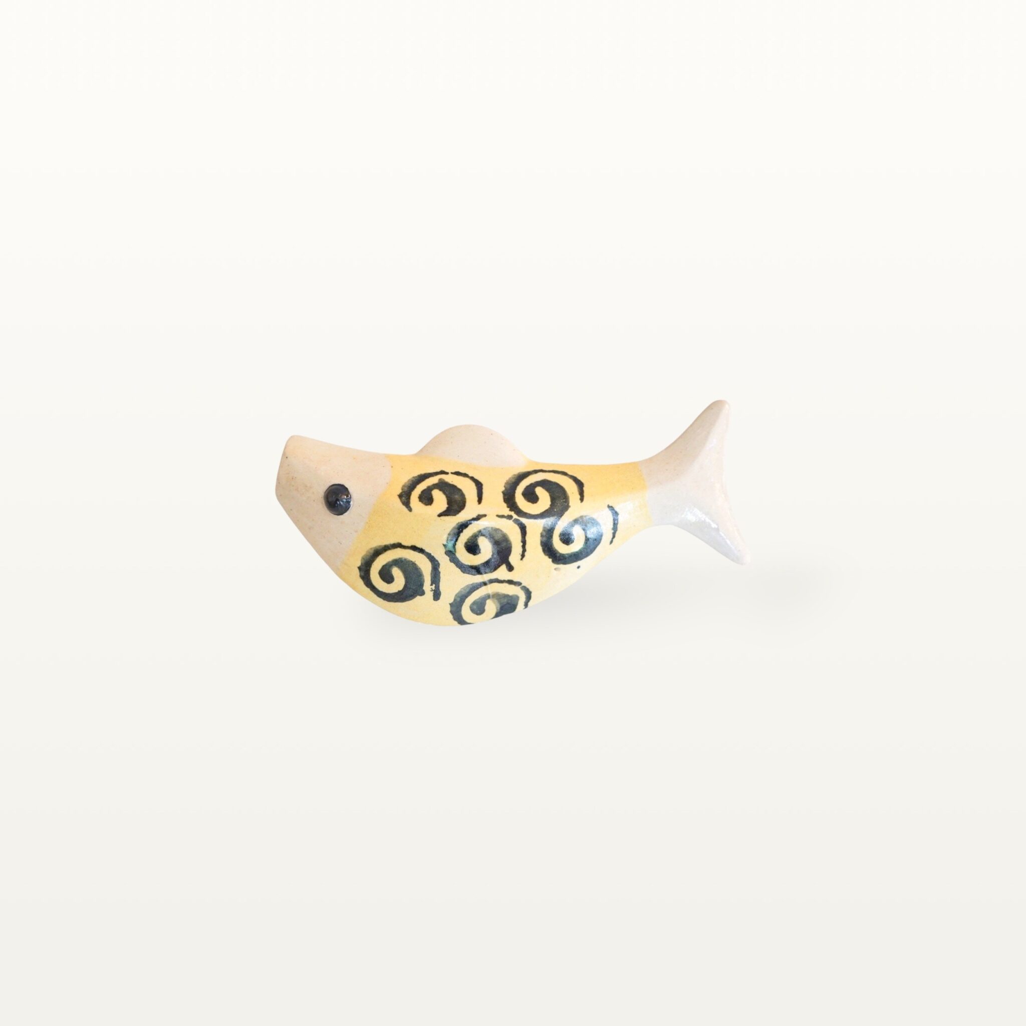 Schwimmender Keramik Fisch - Gelb mit Spirale