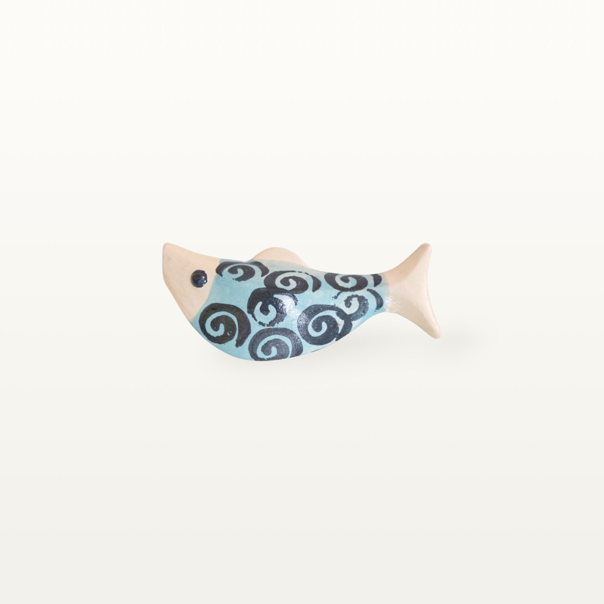 Schwimmender Keramik Fisch - Türkis mit Spirale