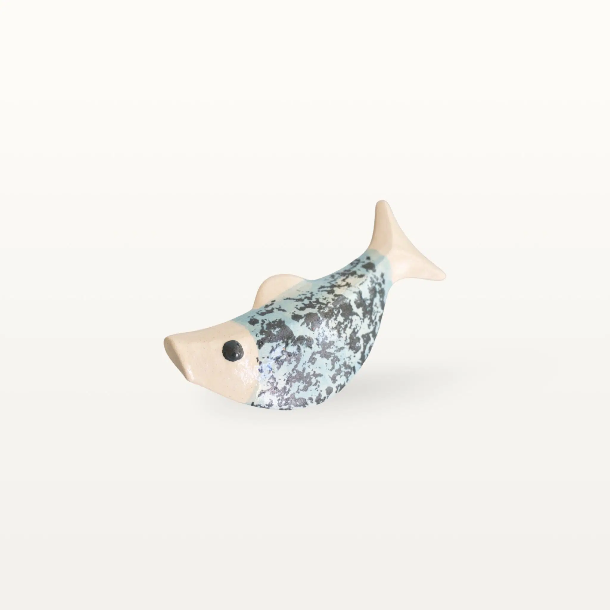 Alternative view of Schwimmender Keramik Fisch - Türkis mit Punkten