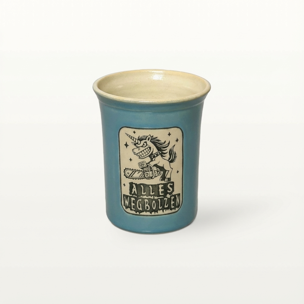 Große Tasse - Graphico Explizit - Wegbolzen - Türkis 1 Große Tasse - Graphico Explizit - Wegbolzen - Türkis