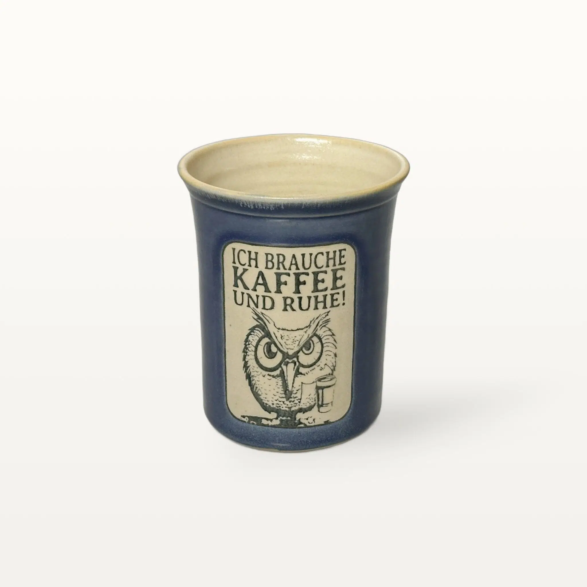 Große Tasse - Graphico Klartext - Eule - Blau 1 Große Tasse - Graphico Klartext - Eule - Blau
