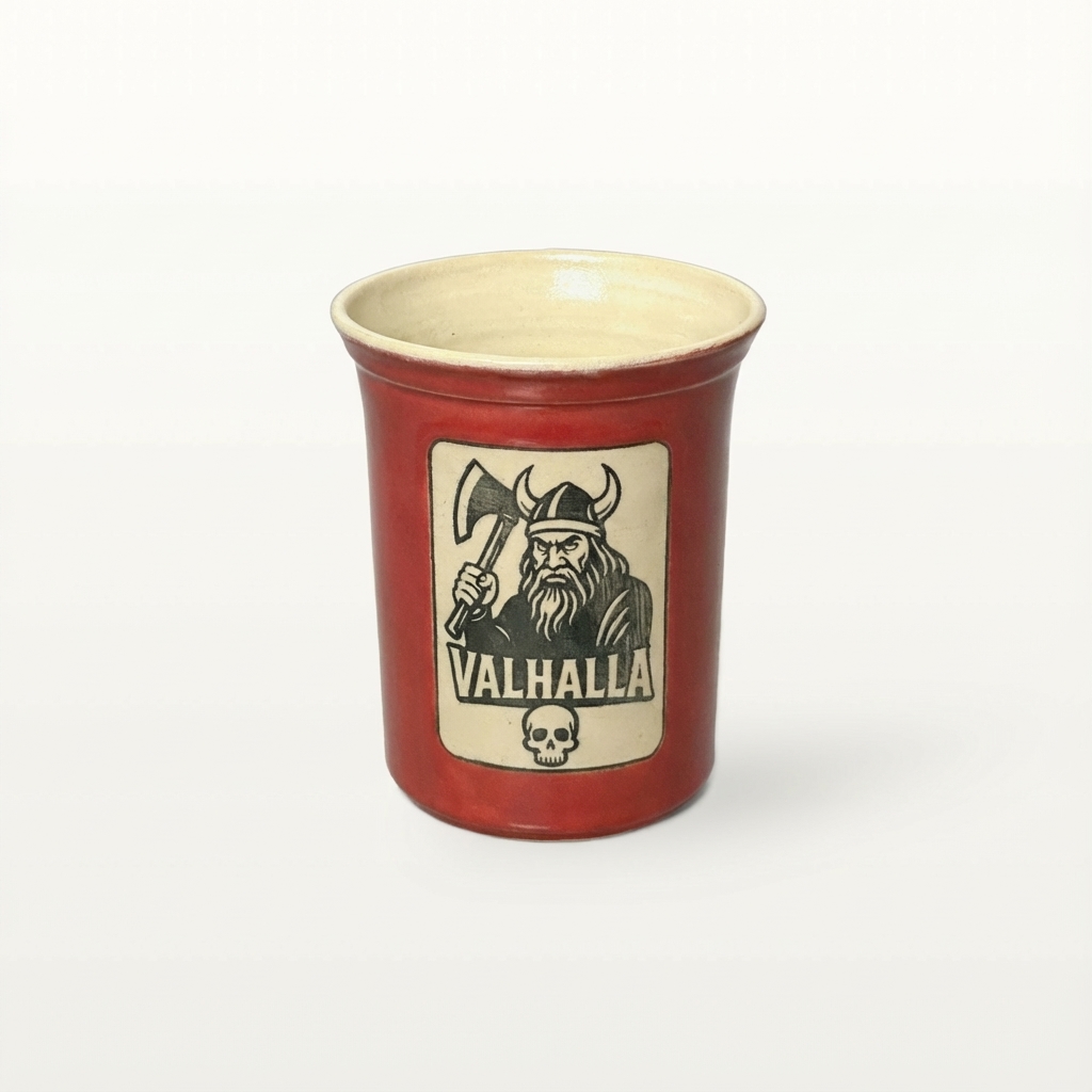 Große Tasse - Graphico Klartext - Valhalla - Rot 1 Große Tasse - Graphico Klartext - Valhalla - Rot