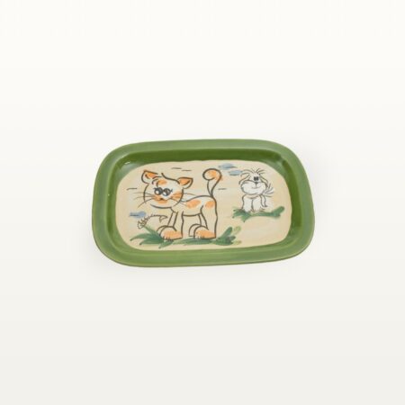 Servierplatte Katze Hund - Tierfreunde - Grün