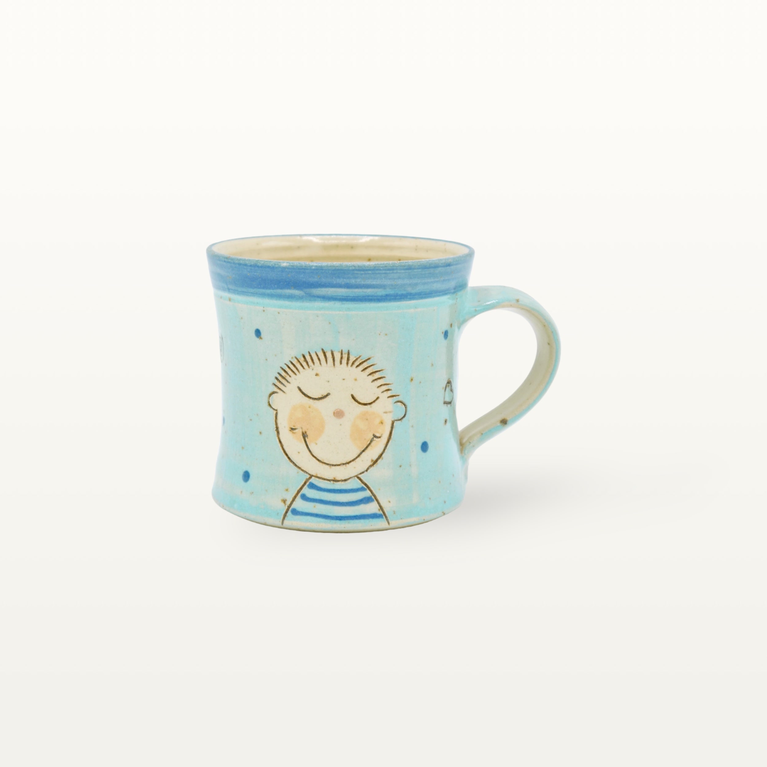 Keramik Tasse "Tag des Lächelns" - Blau