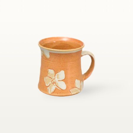 Mittlere Keramiktasse - Shino mit Blume – Bild 3