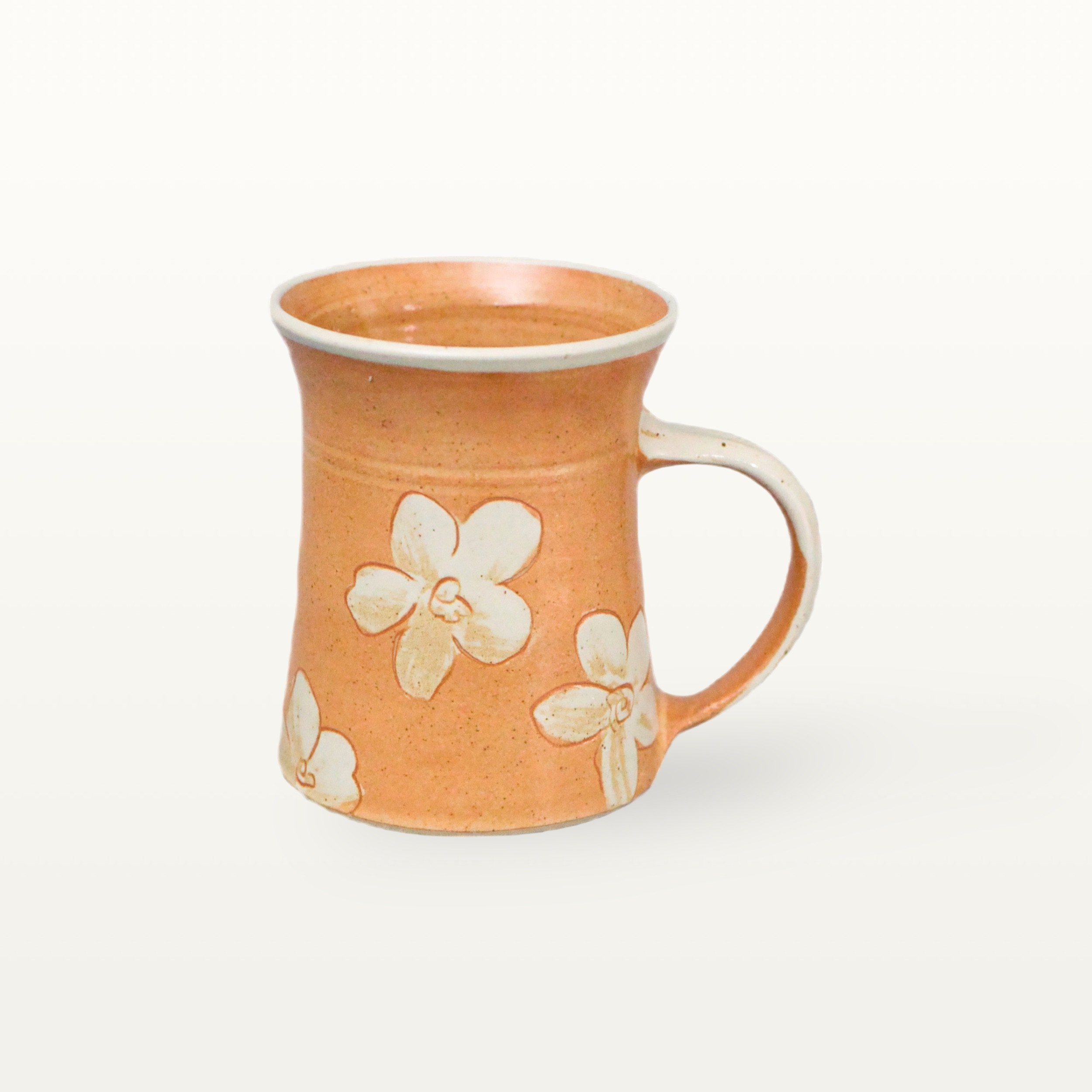 Große Keramiktasse - Shino mit Blume 3 Große Keramiktasse - Shino mit Blume – Bild 3