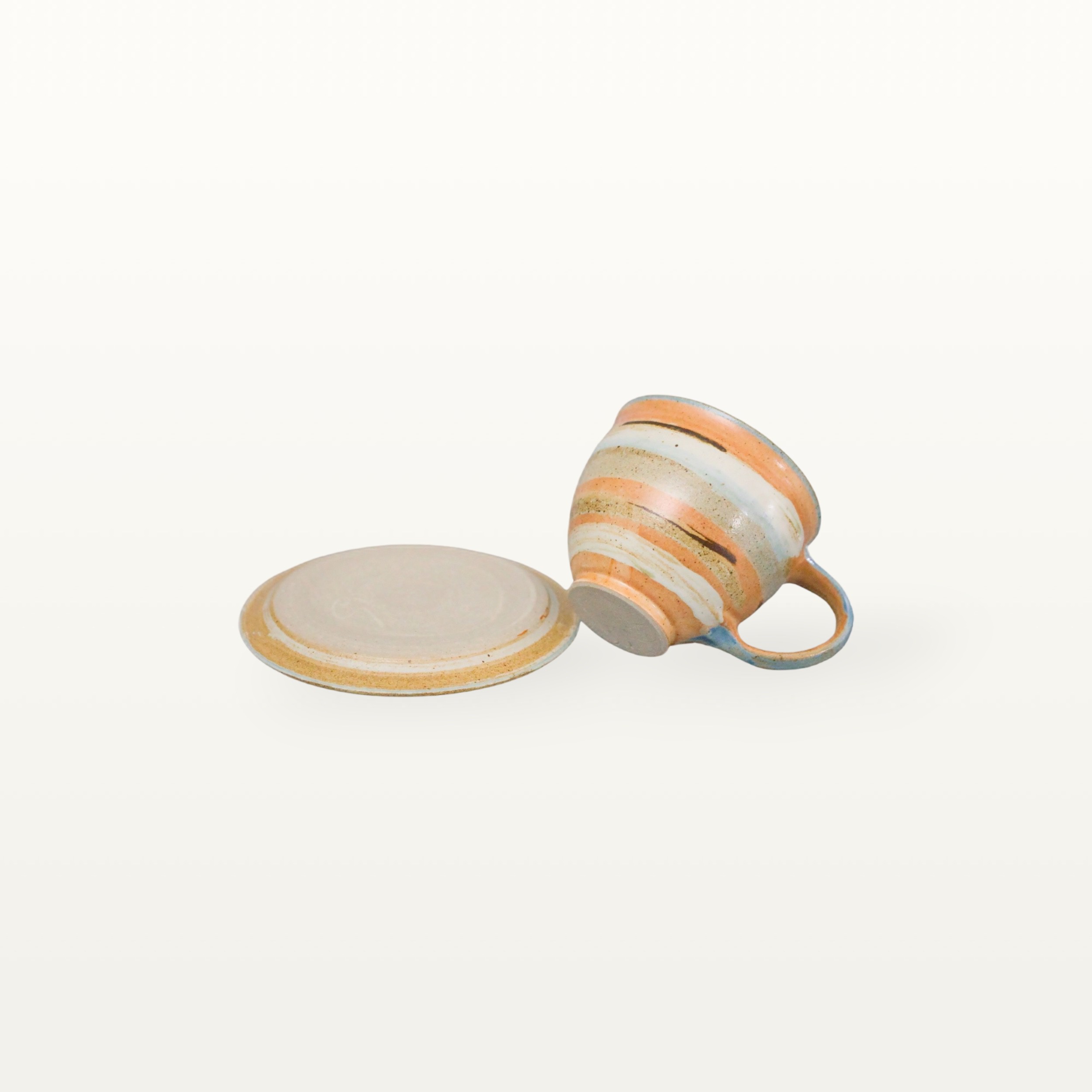 Tasse mit Untertasse - Shino - bunt gestreift 6 Tasse mit Untertasse - Shino - bunt gestreift – Bild 6
