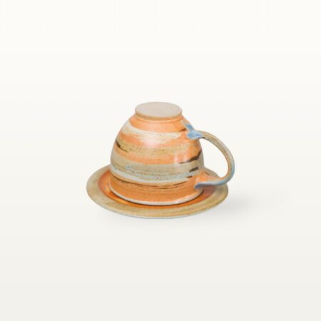 Tasse mit Untertasse - Shino - bunt gestreift 7 Tasse mit Untertasse - Shino - bunt gestreift – Bild 2