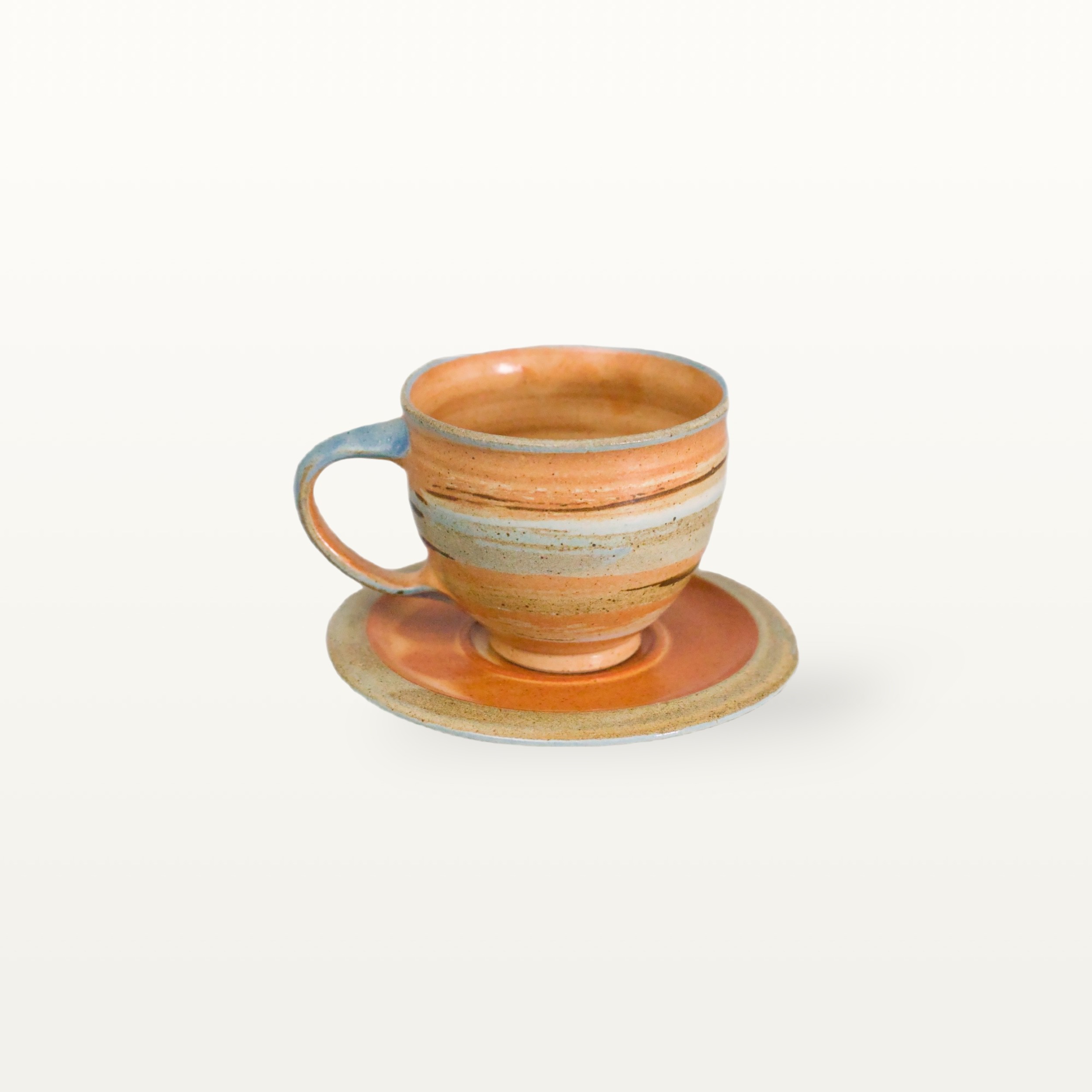 Tasse mit Untertasse - Shino - bunt gestreift 5 Tasse mit Untertasse - Shino - bunt gestreift – Bild 5