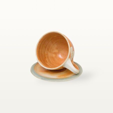 Tasse mit Untertasse - Shino - weiße Blume – Bild 3
