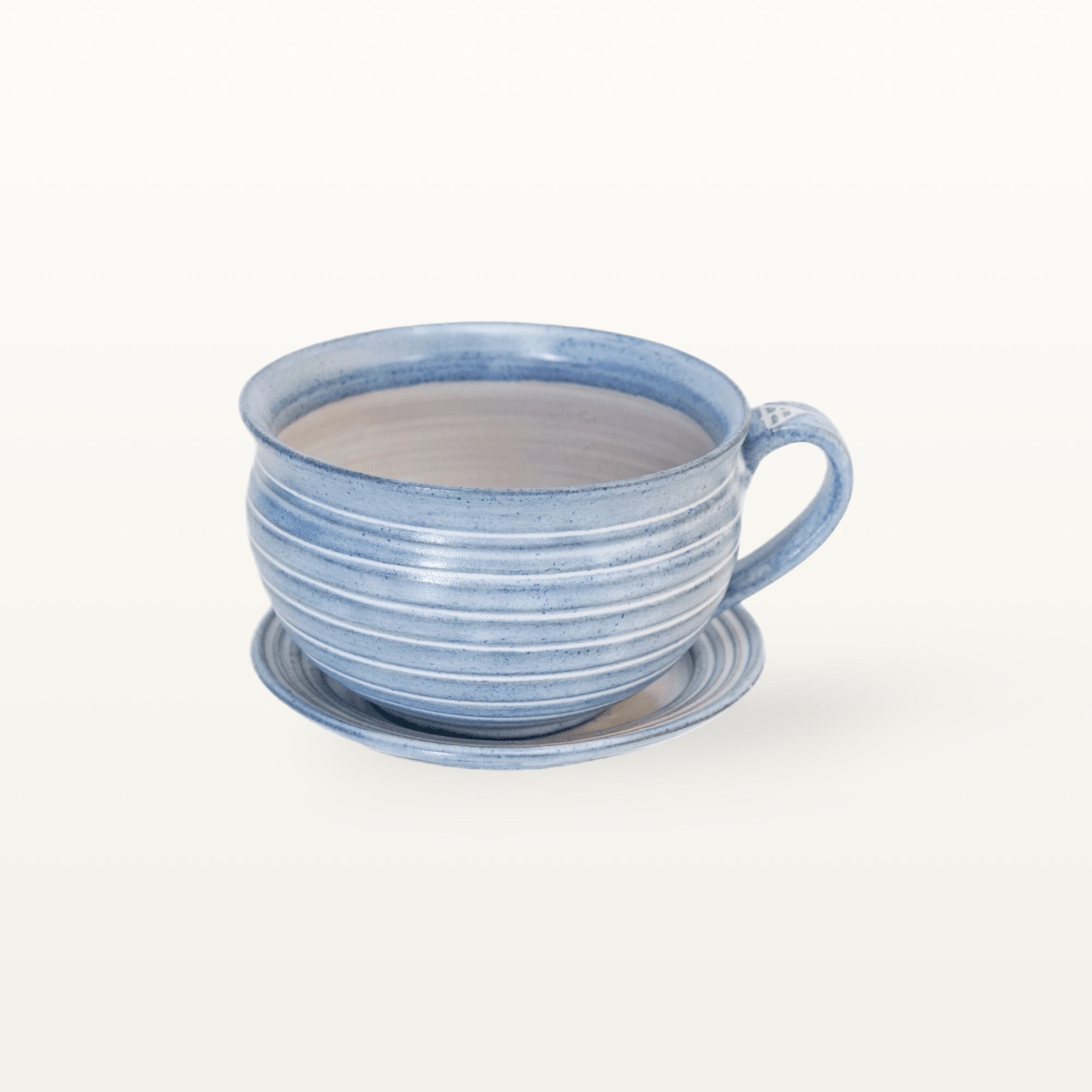 Bauchige Tasse mit Untertasse "Feinstrich Blau" 13