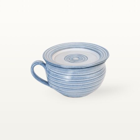 Bauchige Tasse mit Untertasse "Feinstrich Blau" – Bild 3