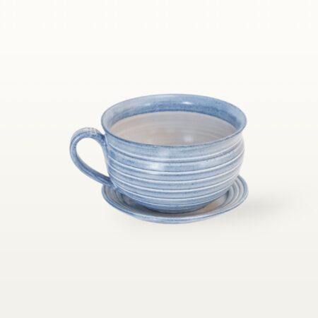 Bauchige Tasse mit Untertasse "Feinstrich Blau" – Bild 4