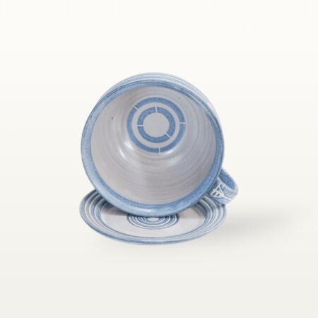 Bauchige Tasse mit Untertasse "Feinstrich Blau" – Bild 5