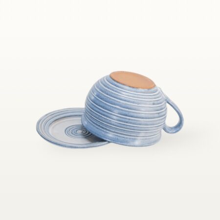 Bauchige Tasse mit Untertasse "Feinstrich Blau" – Bild 7