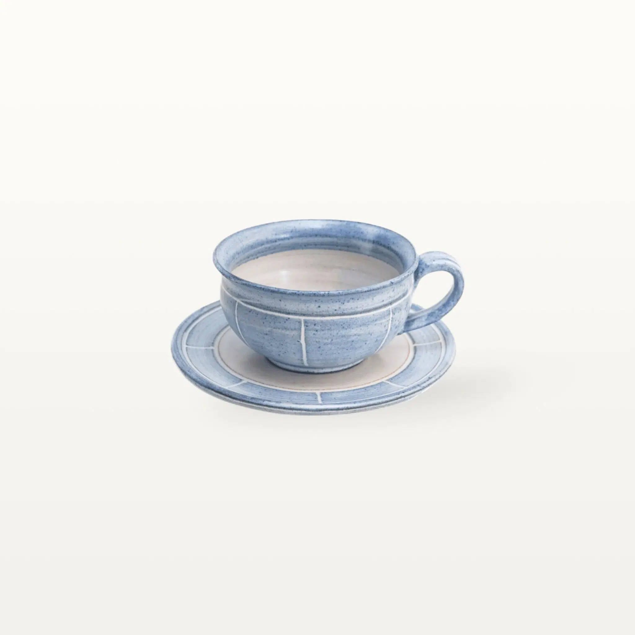 Kleine Tasse mit Unterteller "Feinstrich Blau"