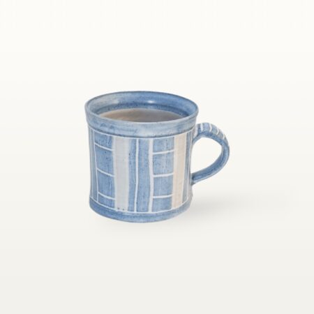 Zylindrische Tasse "Feinstrich Blau" - breite Streifen